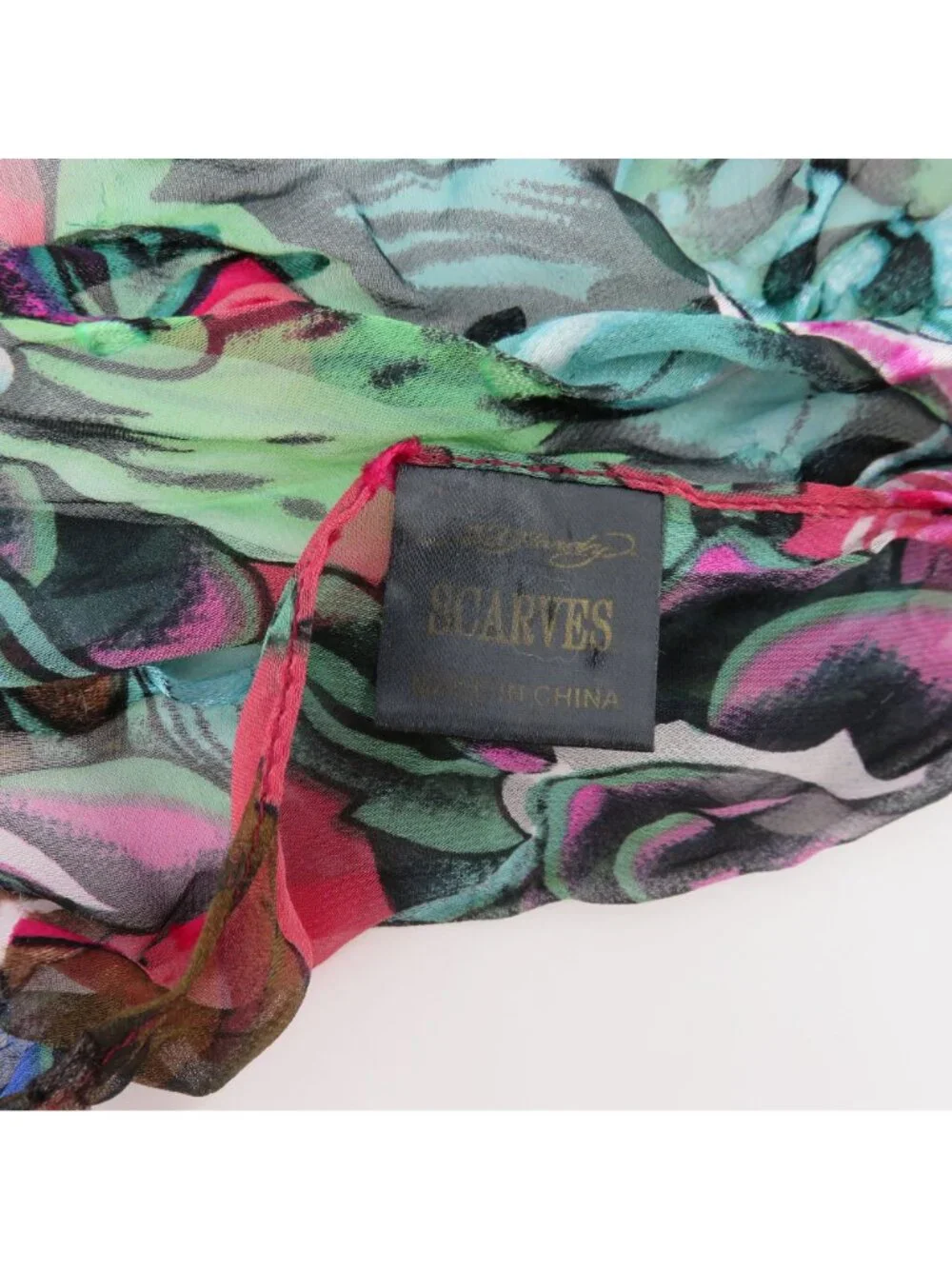 Ed Hardy All Silk Red Green Black Rectangle Scarf Graphic Tattoo Roses Eagle Y2K